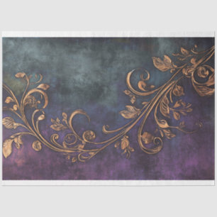 Gilded gold Nouveau, &dark purple & Blue patina Tissue Paper