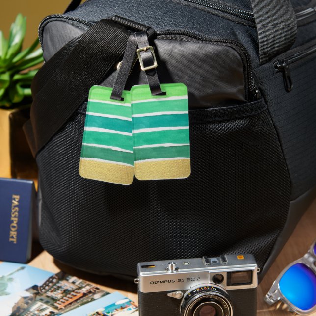 Gilded Green Stripes Luggage Tag (Front & Back)