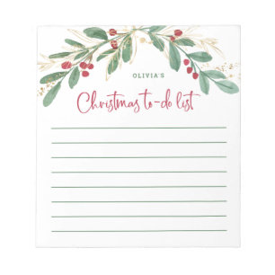 Gilded Greenery   Christmas To-Do List Notepad