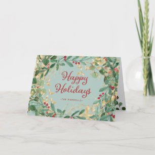 Gilded Greenery   Happy Holidays Holiday Card