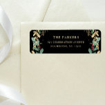 Gilded Greenery on Black Christmas Return Address Return Address Label<br><div class="desc">These gorgeous holiday return address labels feature festive boughs of gold leaves,  Christmas greenery,  and red holly berries on a modern black background. Perfect for your elegant winter wedding or Christmas cards.</div>