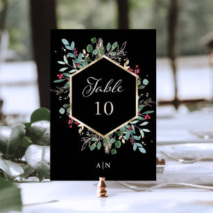 Printable Table Number Christmas Greenery