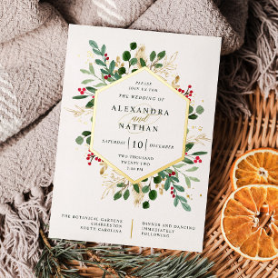 Gilded Greenery on White   Christmas Wedding