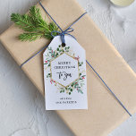 Gilded Greenery on White | Merry Christmas Gift Tags<br><div class="desc">These gorgeous holiday gift tags feature a faux gold geometric frame with matching gold leaves,  elegant Christmas greenery,  and red holly berries on a simple white background. Trendy matching black typography says "Merry Christmas to you."</div>