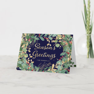 Gilded Greenery Season's Greetings Holiday Card