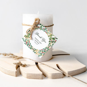 Gilded Greenery White   Thank You Wedding Favour Tags