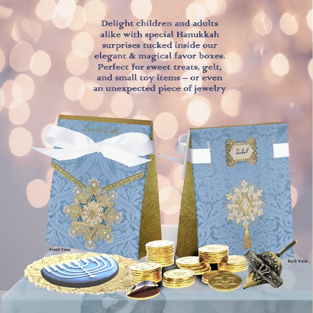 Gilded Hanukkah Elegant Gift Box (Front and Back Views)