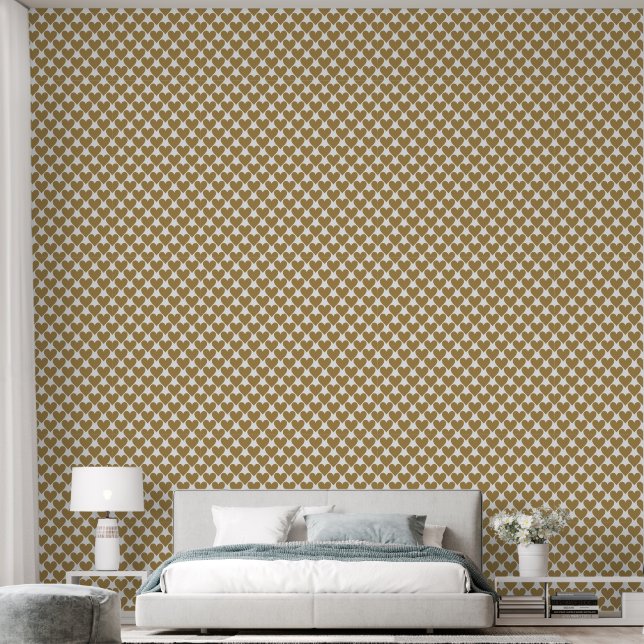 Gilded Hearts: Peel and Stick with Gold Accents Wallpaper (Bedroom)