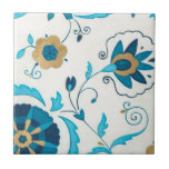 Gilded Indigo Flowers with White Background Ceramic Tile<br><div class="desc">An Erica J. Vess original,  gilded indigo flowers rest on a white background. A simple,  subtle painting that anyone would love to receive as a gift!</div>