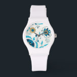 Gilded Indigo Flowers with White Background Watch<br><div class="desc">An Erica J. Vess original,  gilded indigo flowers rest on a white background. A simple,  subtle painting that anyone would love to receive as a gift!</div>