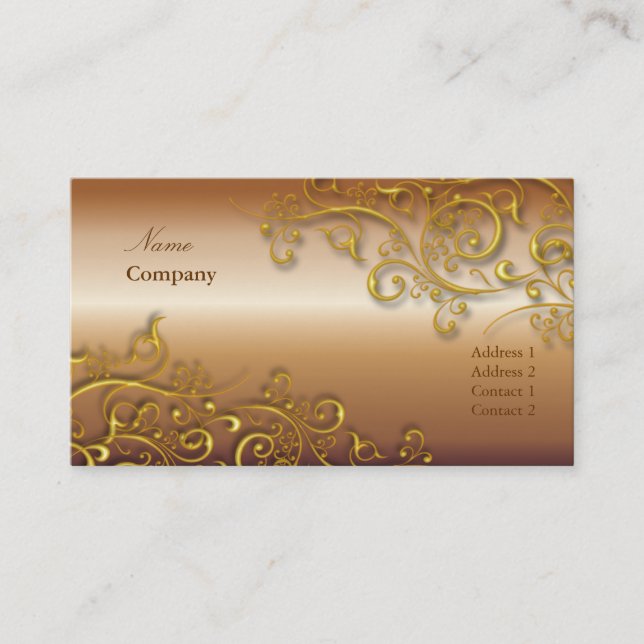Gilded iron swirls/faux copper/gold business card (Front)