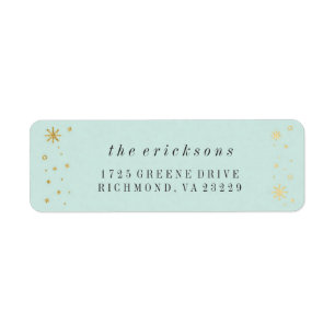Gilded Joy Mint & Gold Foil Holiday Address Label Return Address Label