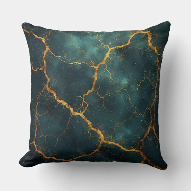 Gilded Kintsugi Abstract Luxury Resilience Design Cushion (Front)