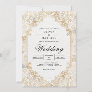 Gilded Lace Romance Flourish Wedding Invitation