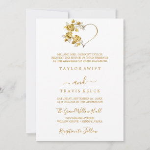 Gilded Love Floral Gold Wedding Invitation