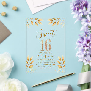 Gilded Majesty Sweet 16 Acrylic Invitation