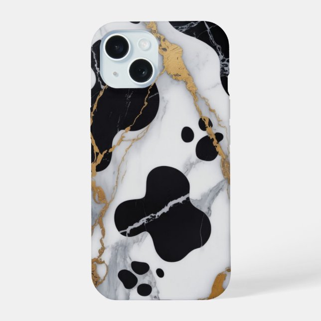 Gilded Marble Cow iPhone 15 Case (Back)