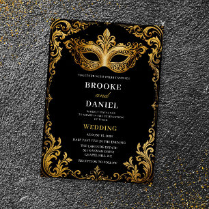 Gilded Masquerade Ornate Baroque Wedding Invitation