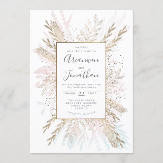 Gilded Meadow gold blush pinks. Invitation