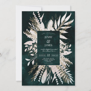 Gilded Meadow wow bouquet, emerald green Holiday Card