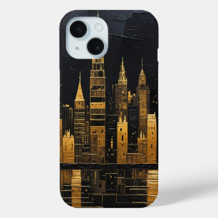 Gilded Midnight Skyline iPhone 15 Case