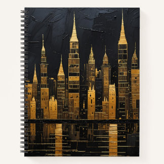 Gilded Midnight Skyline Notebook
