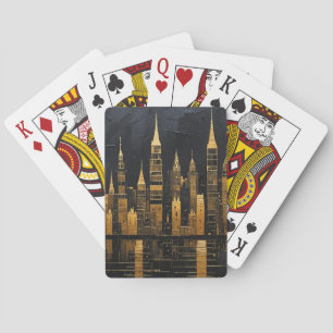 Gilded Midnight Skyline Playing Cards