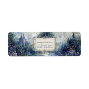 Gilded Misty Fairytale Castle Landscape Return Address Label