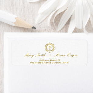 Gilded Monogram Wedding Return Address Label