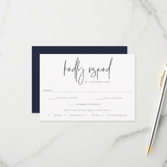 Gilded Moon Phase Wedding RSVP Meal Choice (Front/Back In Situ)