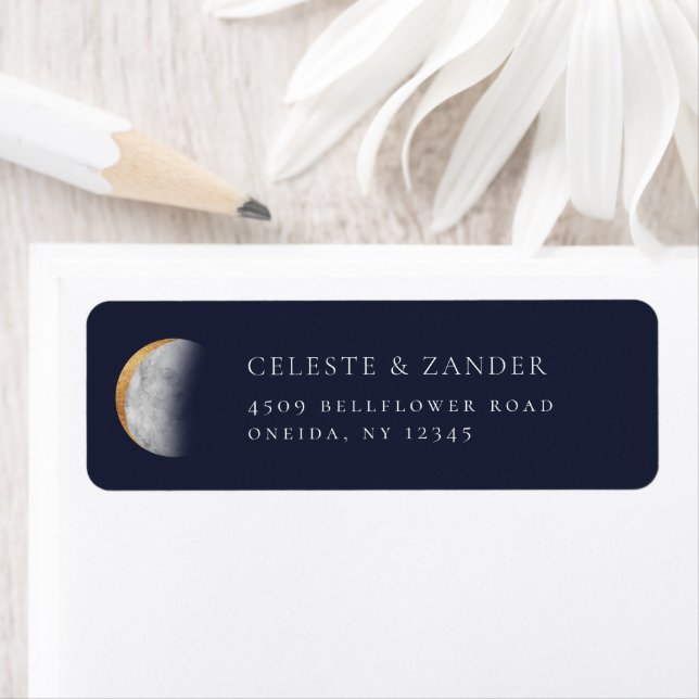Gilded Moon Return Address Label (Insitu)