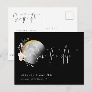 Gilded Moon Wildflower Wedding Save the Date Annou Announcement Postcard