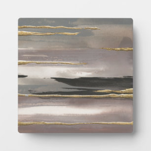 Gilded Morning Fog II Gold Abstract Print Plaque