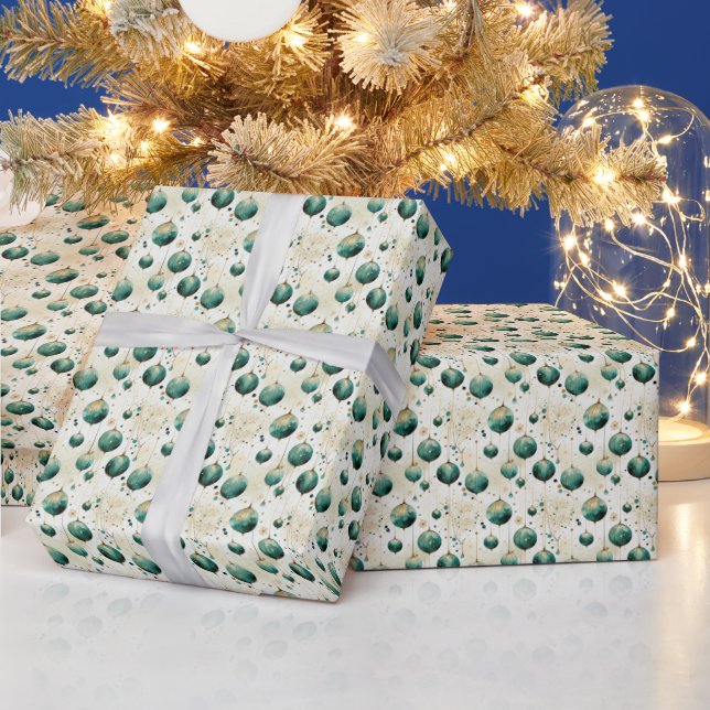 Gilded Nature: Green and Gold Wrapping Paper (Holidays)