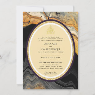 Gilded Nikah Wedding Invitation Chic Islamic Gold