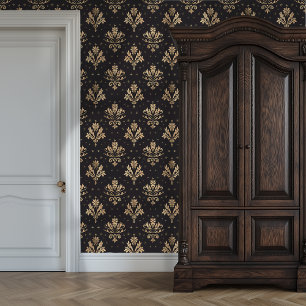 Gilded Noir Damask Princesscore Wallpaper