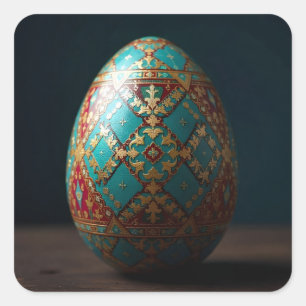 Gilded Patchwork Easter Egg Square Sticker