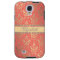 Gilded Peach Elegant Faux Shimmer Damask