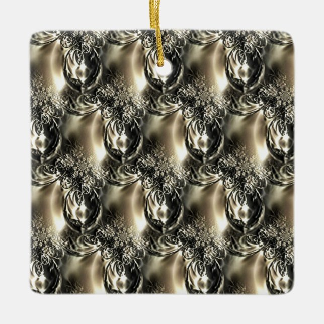 Gilded Pearls Ceramic Ornament (Front)