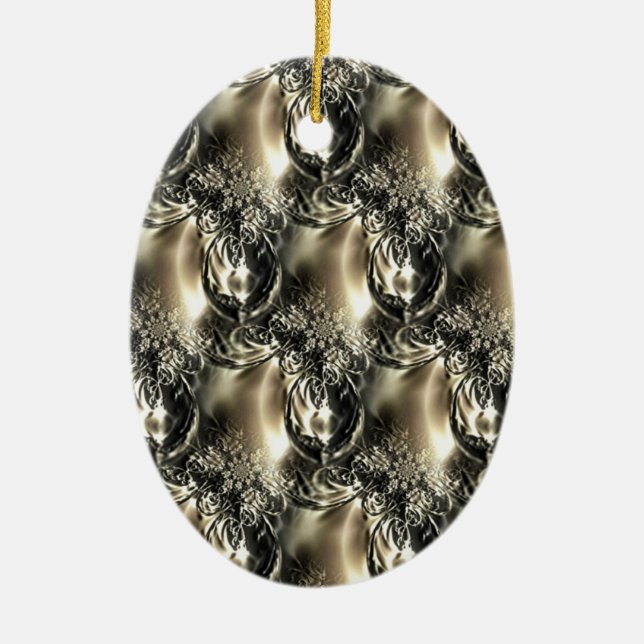 Gilded Pearls Ceramic Ornament (Front)
