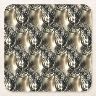 Gilded Pearls Square Paper Coaster