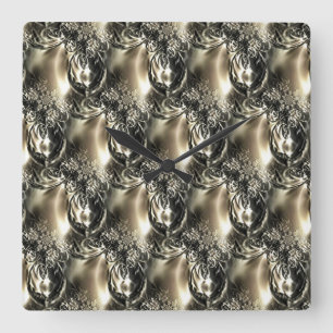 Gilded Pearls Square Wall Clock