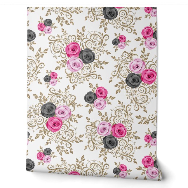 Gilded Rose Garden Wallpaper (Unrolling)