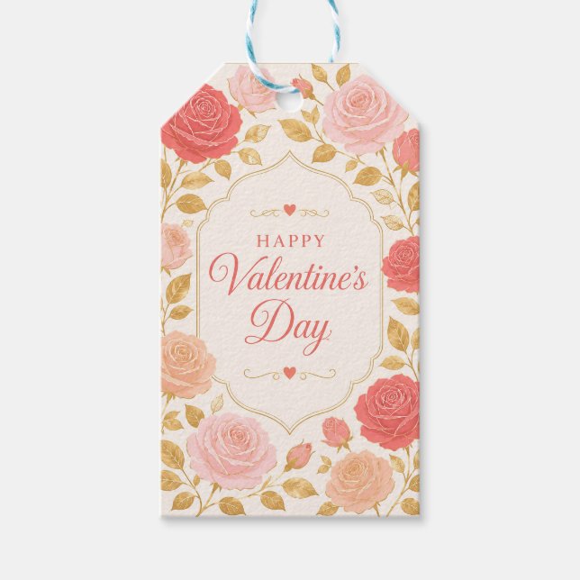 Gilded Rose Valentine Romance Gift Tags (Front)