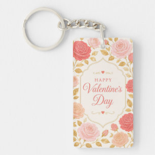 Gilded Rose Valentine Romance Key Ring