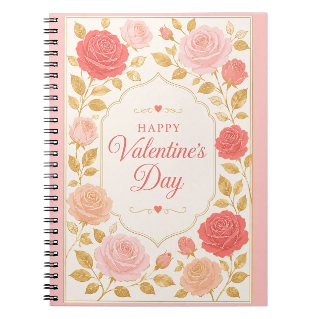 Gilded Rose Valentine Romance Notebook (Front)