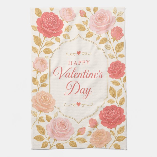 Gilded Rose Valentine Romance Tea Towel (Vertical)