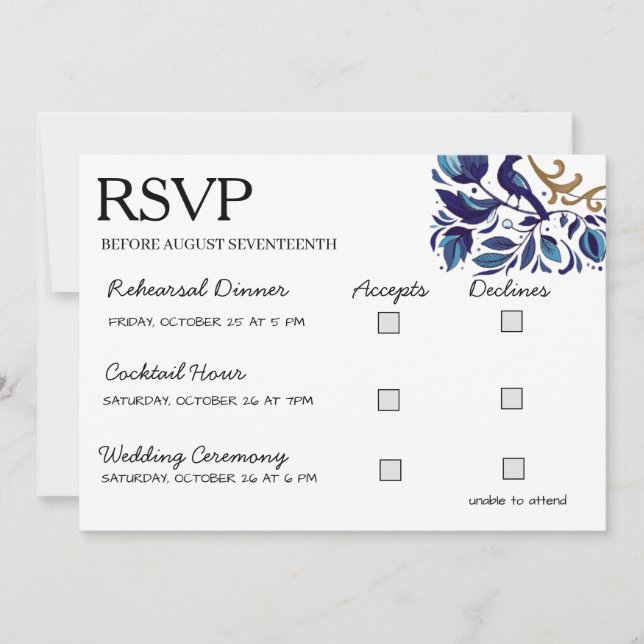 Gilded Royal Elegance Wedding RSVP Card (Front)
