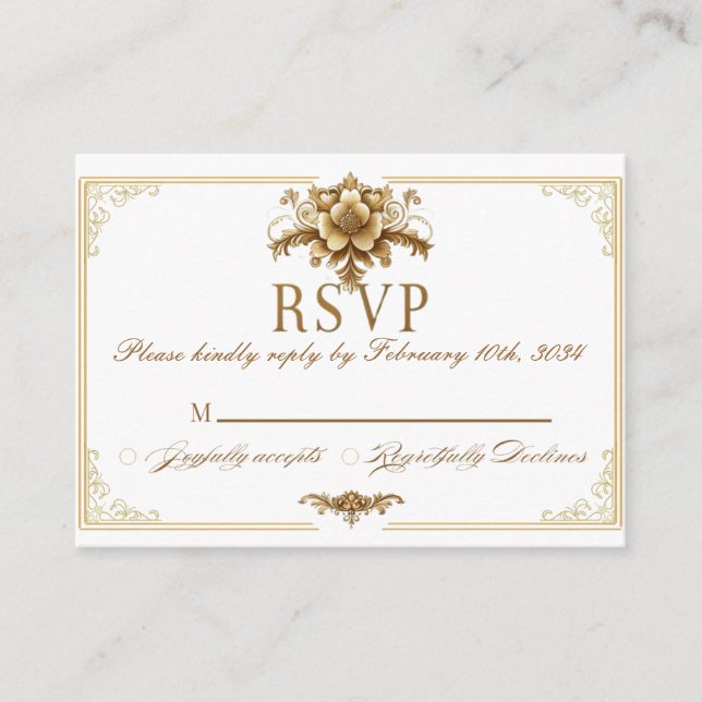 Gilded Royal RSVP Card (Front)