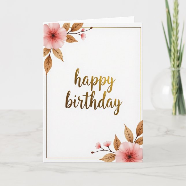 Gilded Script Birthday Card (Front)